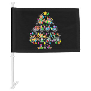 Bicycle Christmas Tree Funny Biker Bicyclist Car Flag