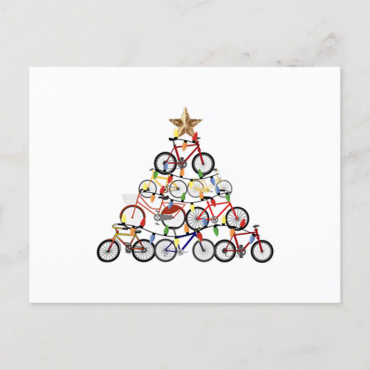 bicycle christmas tree ornament gifts postcard | Zazzle