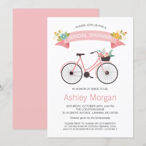 Bicycle Classy Chic Blush Pink Bridal Shower Card