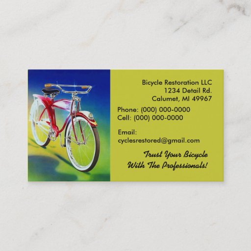 Customizable Bicycle Club Retro Style Restoration Business Card