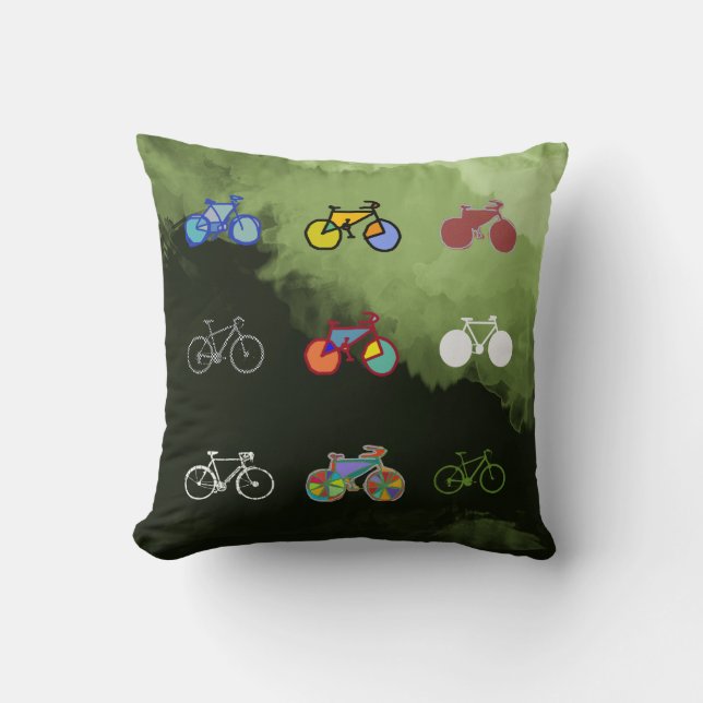 bicycle color bikes throw pillow (Front)