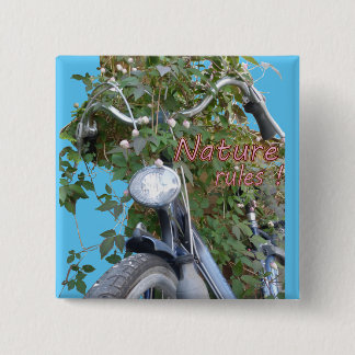 Bicycle covered with Clematis Square Button