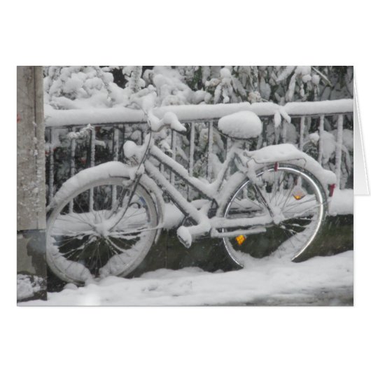 Bicycle Covered with Snow Cards (Front Horizontal)