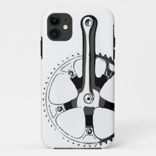 Bicycle Crankset - black on white iPhone 11 Case