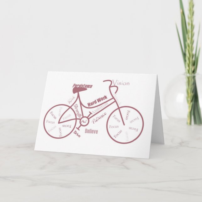 Bicycle, Cycle, Bike, Motivational Words Card (Front)