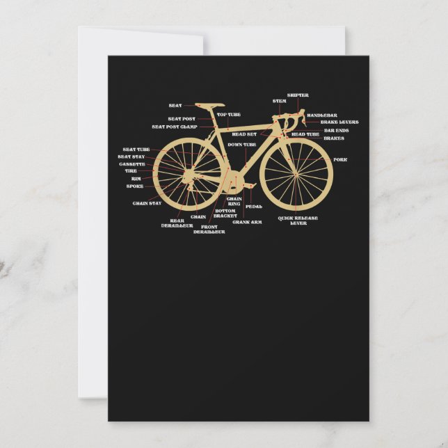 Bicycle Cycling Anatomy Road Bike Parts Biking Note Card (Front)