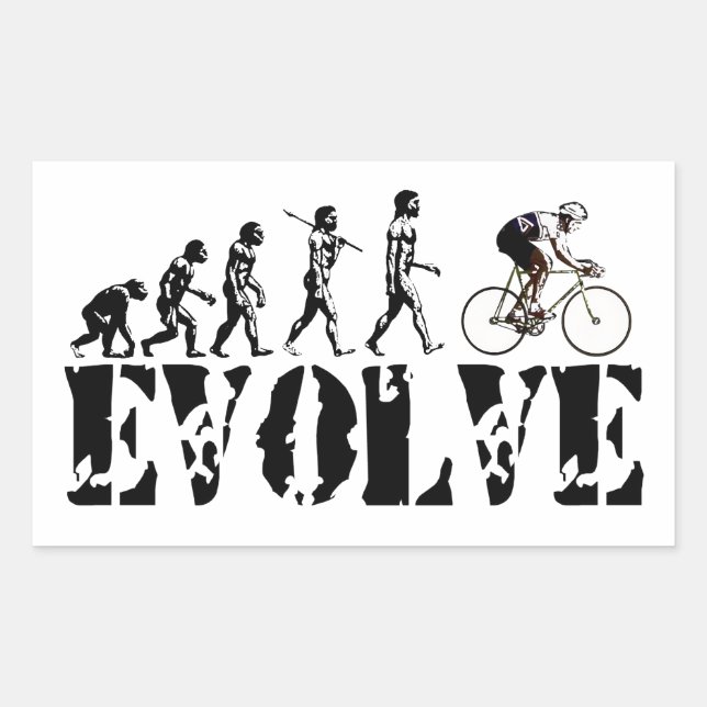 Bicycle Cycling Bike Riding Evolution Sports Art Rectangular Sticker (Front)
