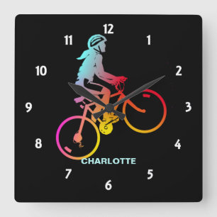 Bicycle Cycling Cyclist Outdoor Sport Personalized Square Wall Clock