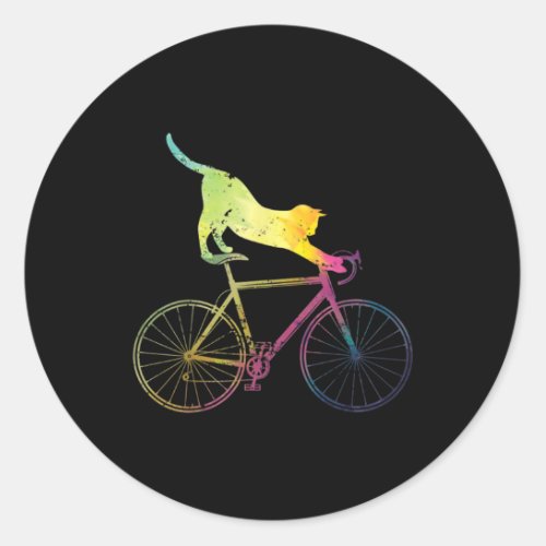 Bicycle Cycling Funny Cat Bicycle Classic Round Sticker
