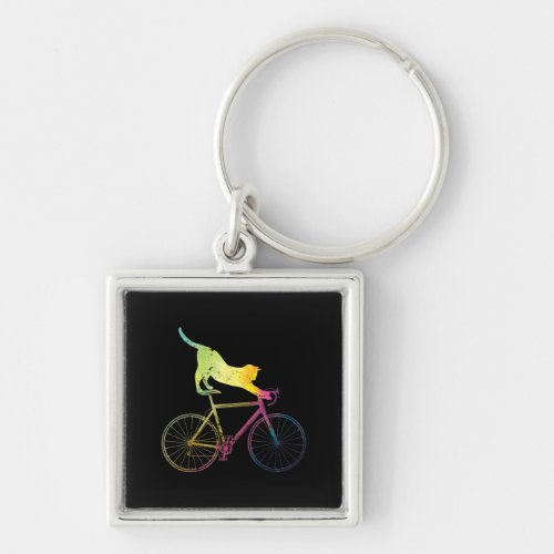 Bicycle Cycling Funny Cat Bicycle Keychain