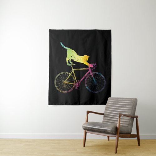 Bicycle Cycling Funny Cat Bicycle Tapestry