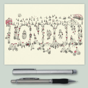 Bicycle cycling london typography illustration postcard