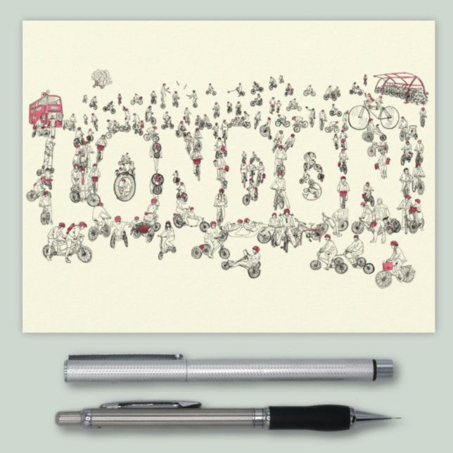 Bicycle cycling london typography illustration  postcard (Creator Uploaded)