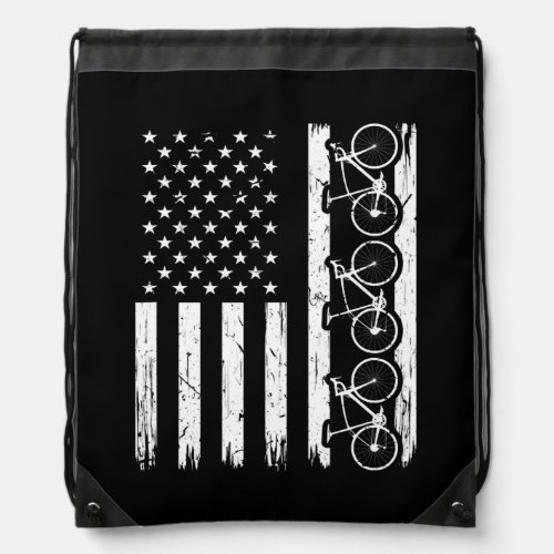 Bicycle Cycling Men Women USA Flag  Drawstring Bag