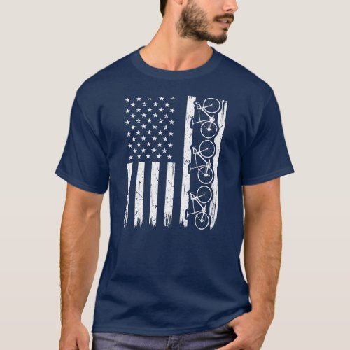 Bicycle Cycling Men Women USA Flag  T_Shirt