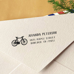 Bicycle Cycling Motif Name and Return Address Self-inking Stamp