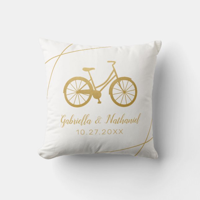 Bicycle Cyclist Wedding Gift Throw Pillow (Front)