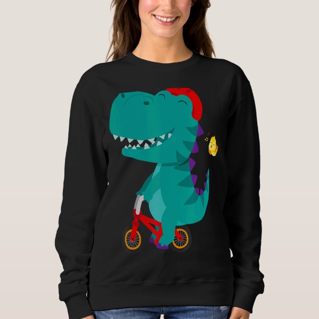 Bicycle Dinosaur Riding Bike Bicycle Cycling Toddl Sweatshirt (Front)