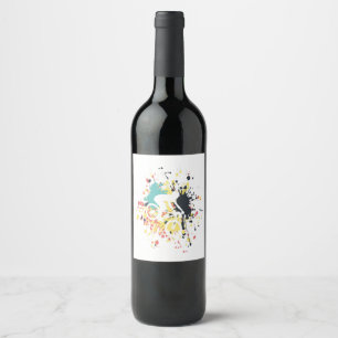 Bicycle Downhill Color Splash Wine Label