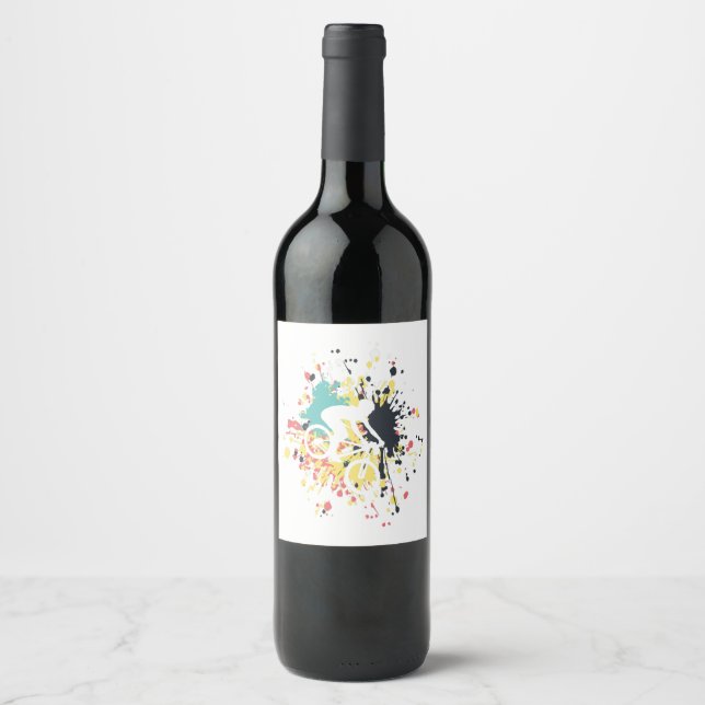 Bicycle Downhill Color Splash Wine Label (Front)