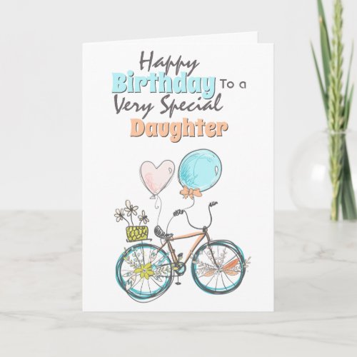 Bicycle floral basket whimsical ballon birthday ca card