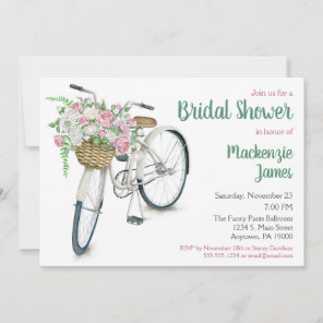 Bicycle Floral Bridal Shower Invitation