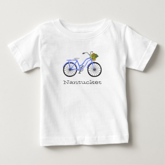 Bicycle Flowers Vacation Nantucket Souvenir Fun Baby T-Shirt (Front)