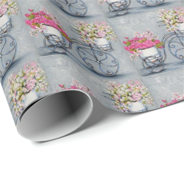Bicycle Flowers Wrapping Paper (Roll Corner)