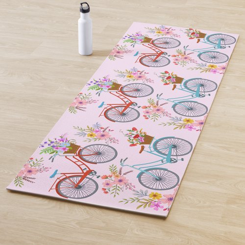 Bicycle Flowers Yoga Mat