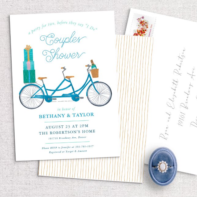Bicycle for Two Couples Bridal Shower Invitation (Creator Uploaded)