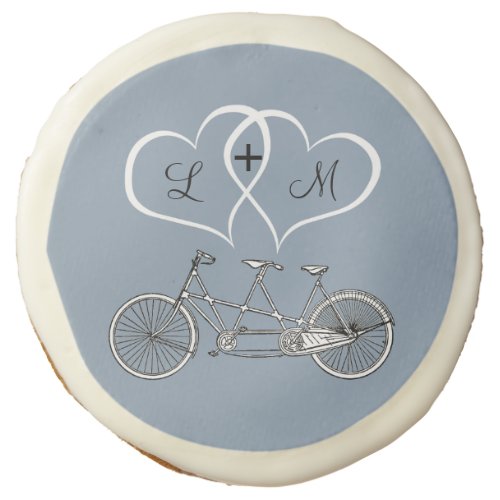 Bicycle for Two Heart Dusty Blue Wedding Cookies