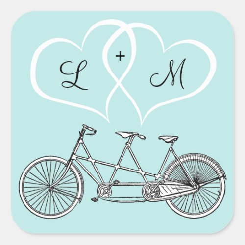 Bicycle for Two Heart Personalized Wedding Sticker