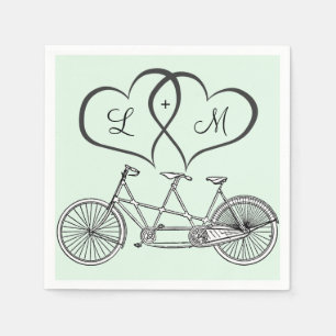 Bicycle for Two Hearts Wedding Personalized Napkin