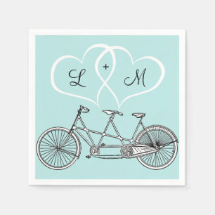 Bicycle for Two Hearts Wedding Personalized Napkin
