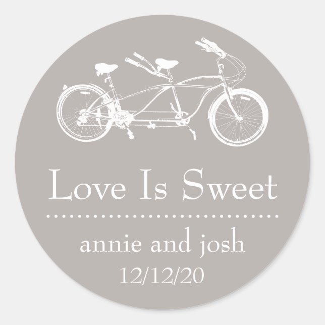 Bicycle For Two Love Is Sweet Labels (Sand) (Front)