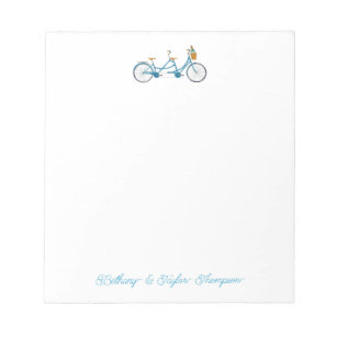 Bicycle for Two Watercolor Tandem Bike & Names Notepad