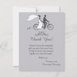 Bicycle For Two Wedding 4x5 Flat Thank You Card