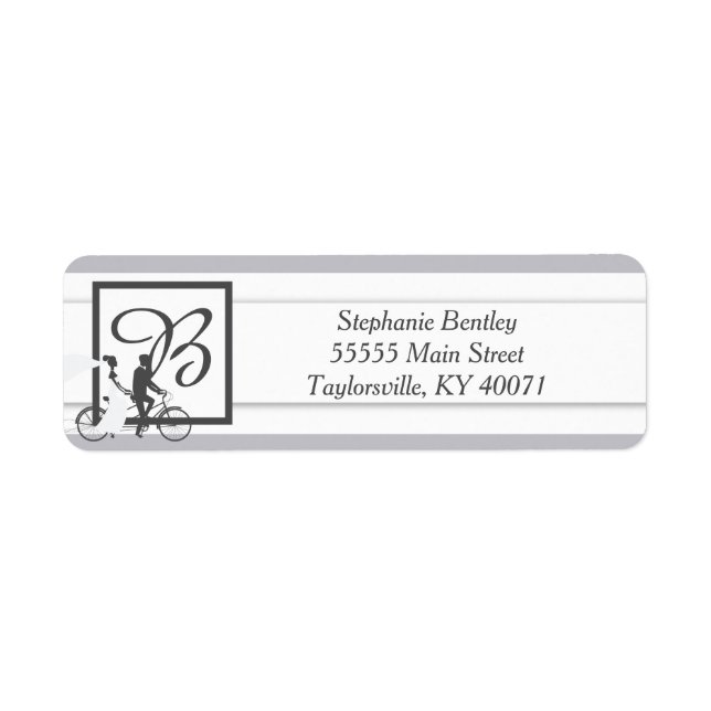 Bicycle For Two Wedding Return Address Label (Front)