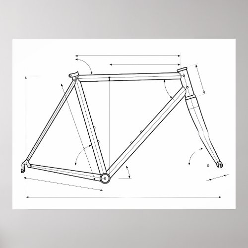 Bicycle Frame Geometry Diagram Poster