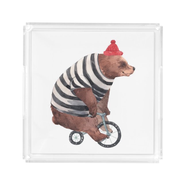 Bicycle Fun Bear Acrylic Tray (Front)