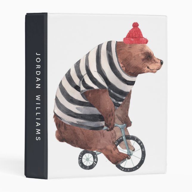 Bicycle Fun Bear | Add Your Name Mini Binder (Front/Spine)