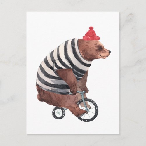 Bicycle Fun Bear Postcard