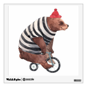 Bicycle Fun Bear Wall Decal