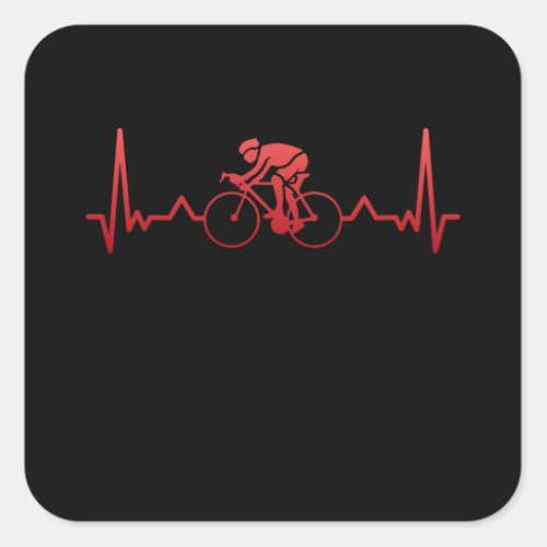 Bicycle Funny Heartbeat Cycling Fan Gift Square Sticker