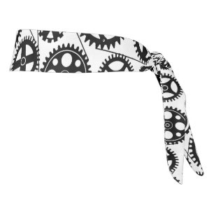 Bicycle Gears Cycling Chain Black White Engineer Tie Headband