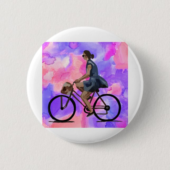 Bicycle Girl Button (Front)