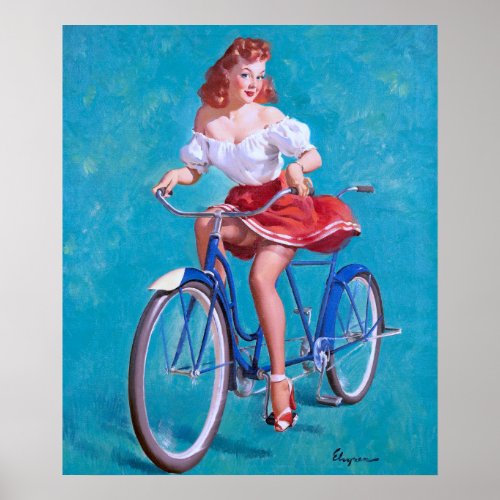 Bicycle Girl Pin Up Poster