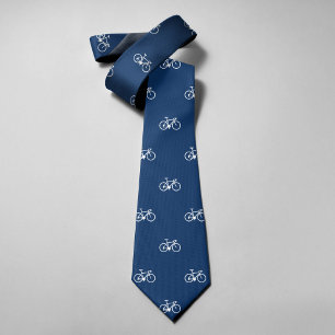 Bicycle Icons Blue Navy Neck Tie