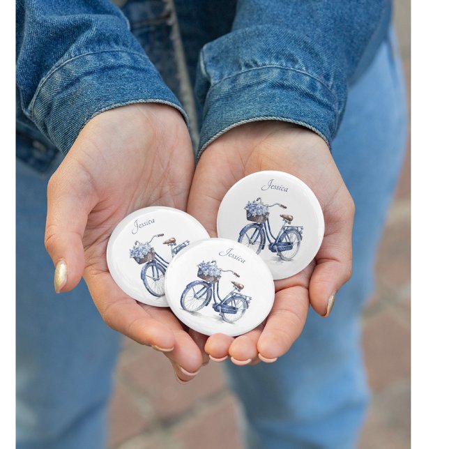 Bicycle in Delft Blue customizable Button (Creator Uploaded)