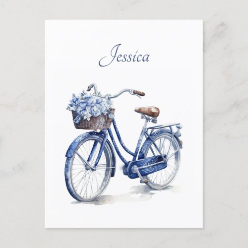 Bicycle in Delft Blue customizable Postcard